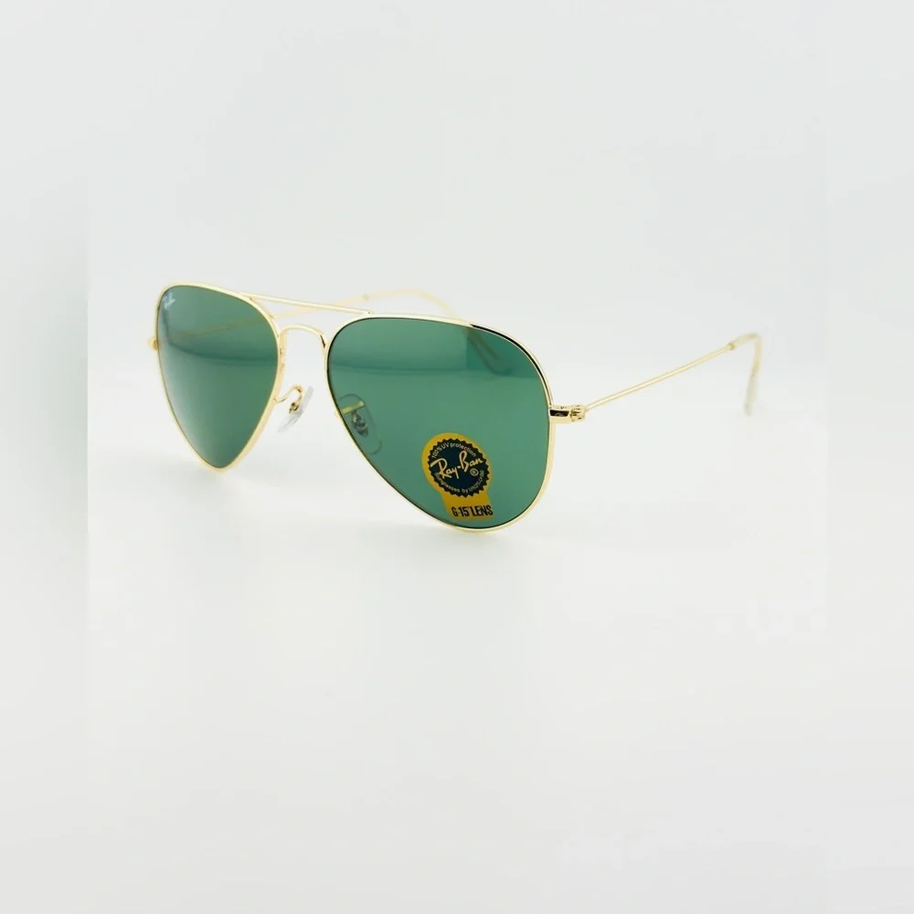 Ray-Ban Aviator Classic Sunglasses RB3025 Polished Gold Frame G-15 Green Lenses